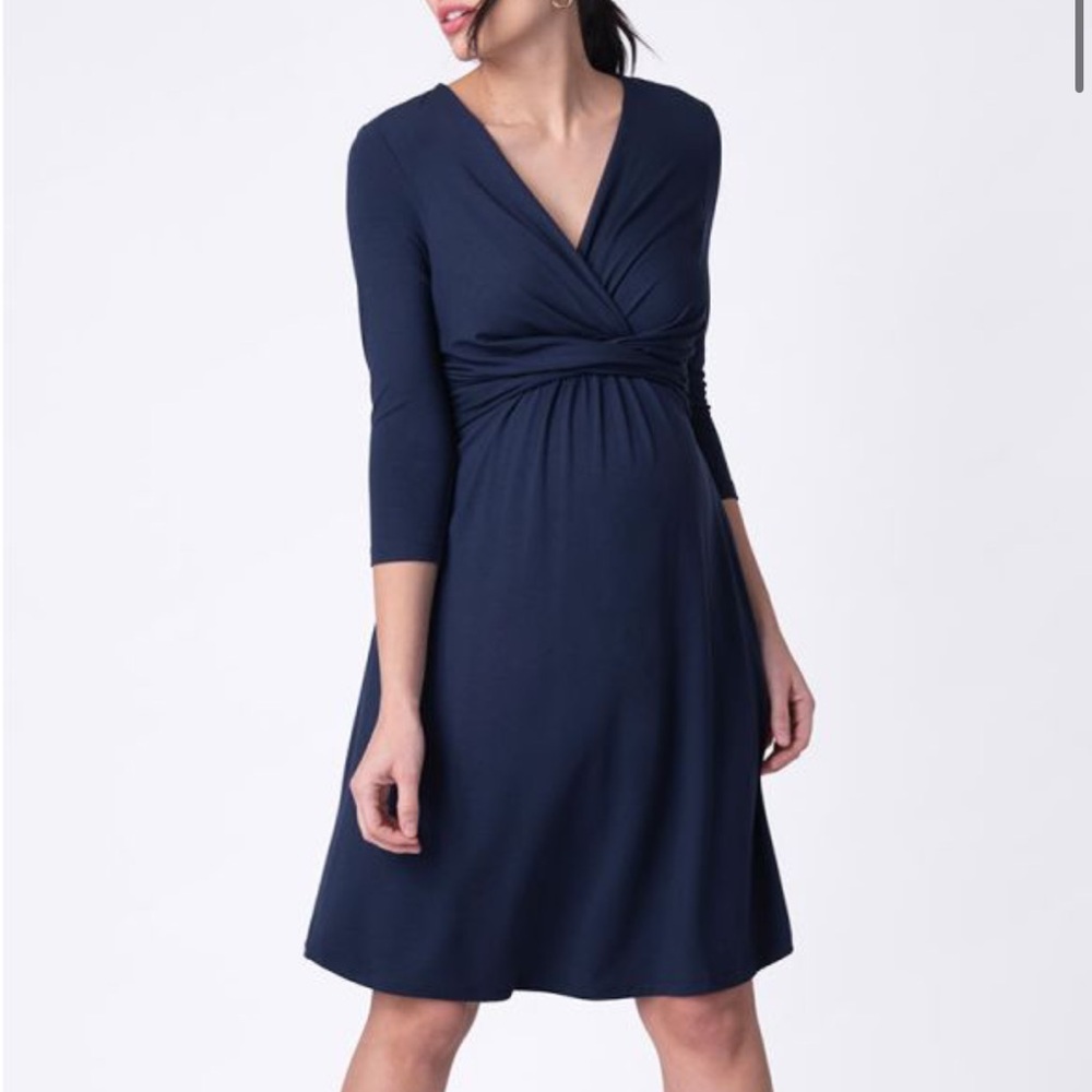 Seraphine maternity/nursing navy blue timeless dress
